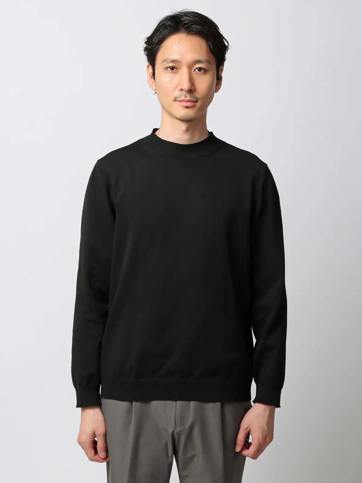 最高ニット／モックネックニット／長袖／ウォッシャブル／メランジ