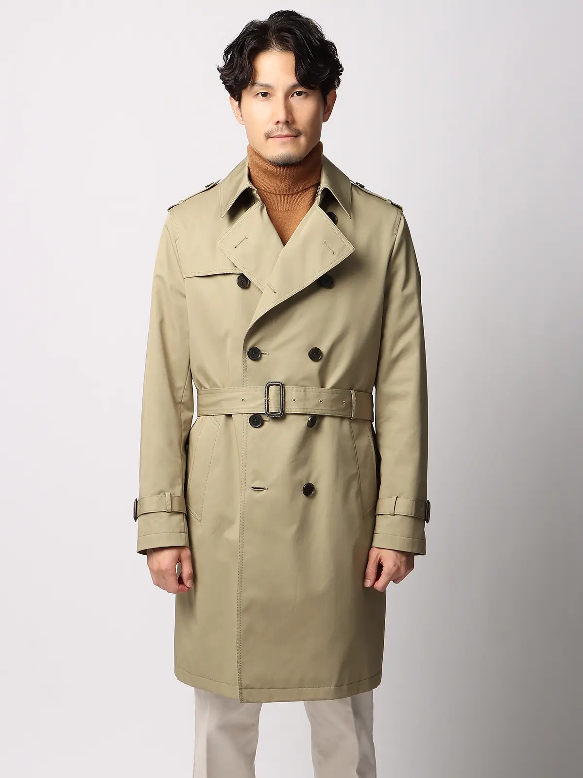 ダブルトレンチコート／撥水／SOLOTEX／オーガニックコットン／無地