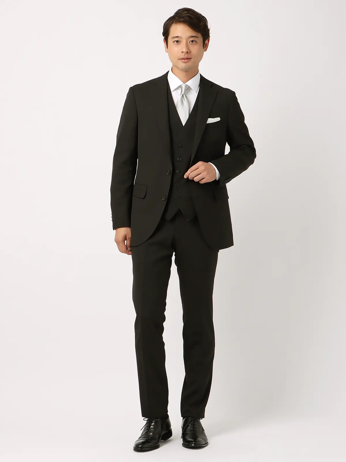 スーツ／スリーピース／フォーマル兼用／2つボタン／無地／CH22