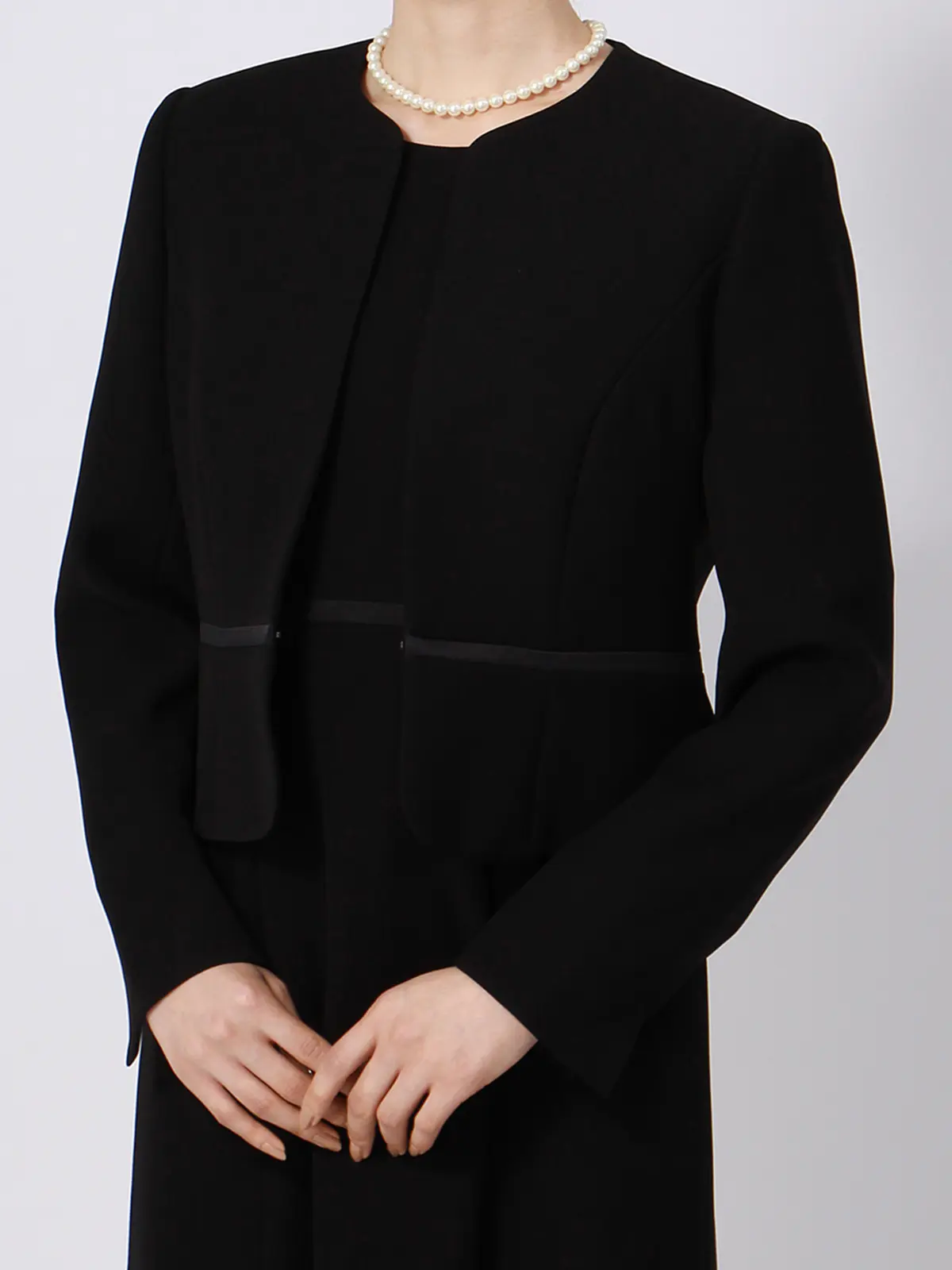 ジャケット／ノーカラー／フォーマル／ウォッシャブル／無地／リボン