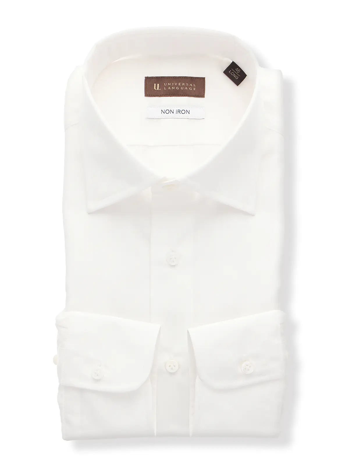 ワイシャツ／長袖／ノンアイロン／ワイドカラー／無地／ドレスシャツ