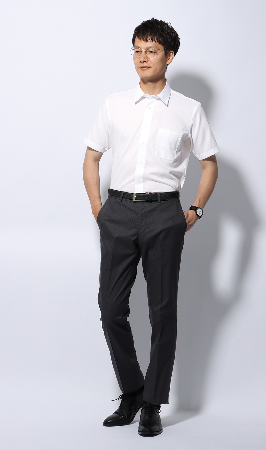 レギュラーカラースタイリッシュワイシャツ【半袖】【NON IRONMAX