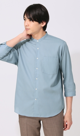 バンドカラーシャツ《7分袖》《COOL CONTACT》 (ACSH3308-22