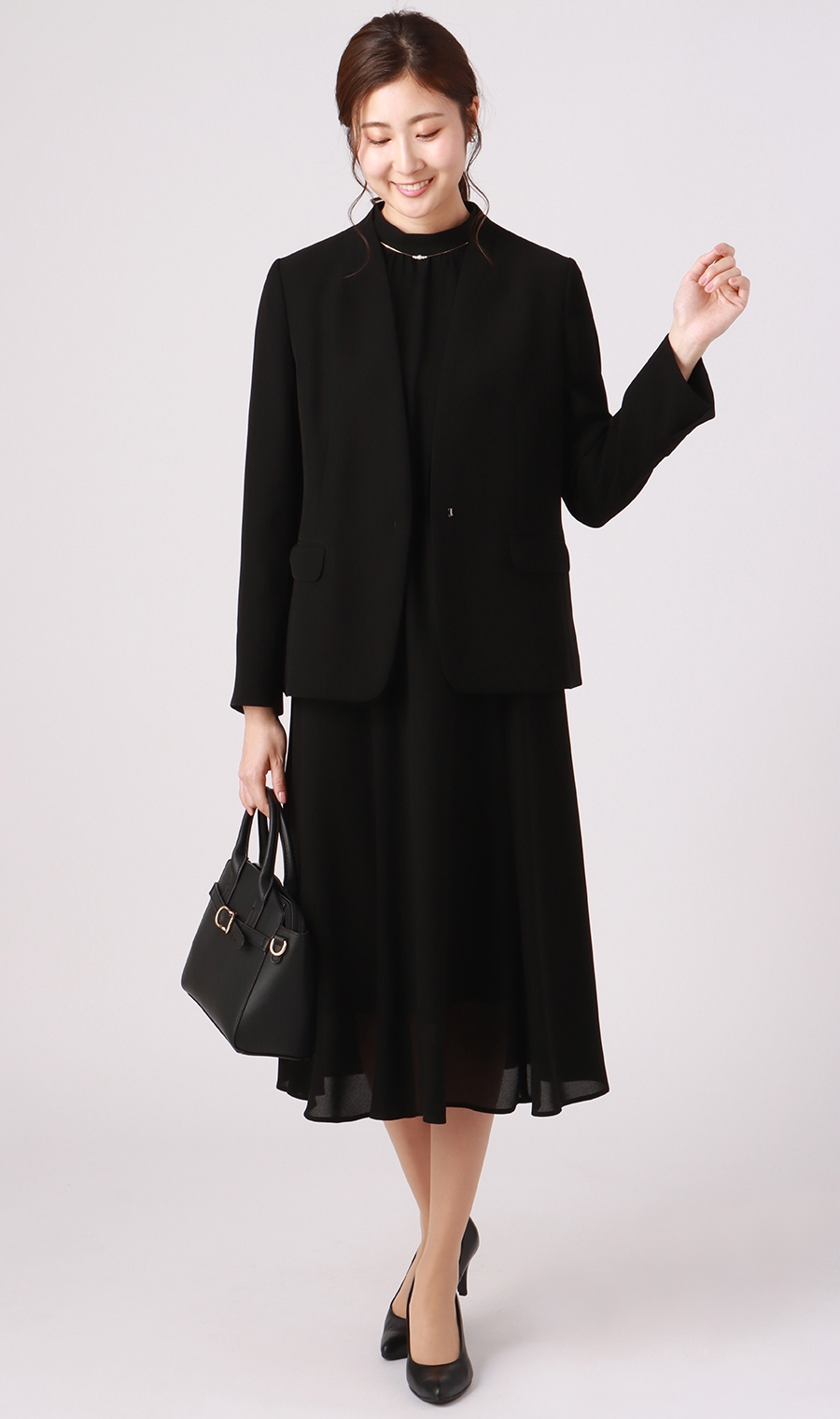 ハイネックギャザーワンピース【リボンタイ付き】 (TOP2F2202