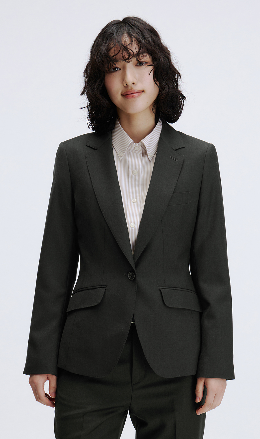 美品＊HILTON ヒルトン チェック パンツスーツ ストレッチ イタリア製