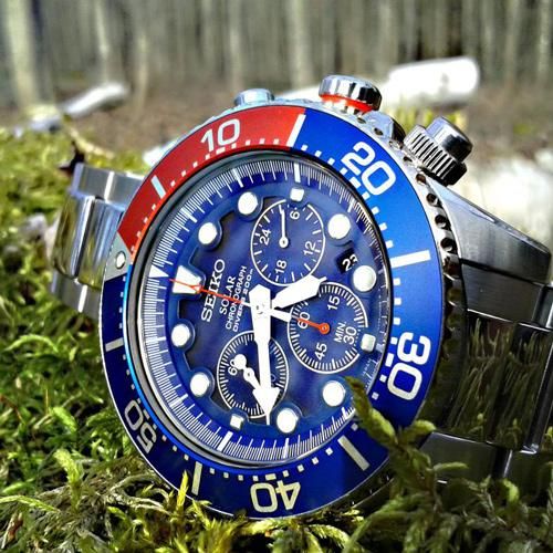 セイコー ソーラー/逆輸入/SSC019/ダイバーズウォッチ/ペプシカラー