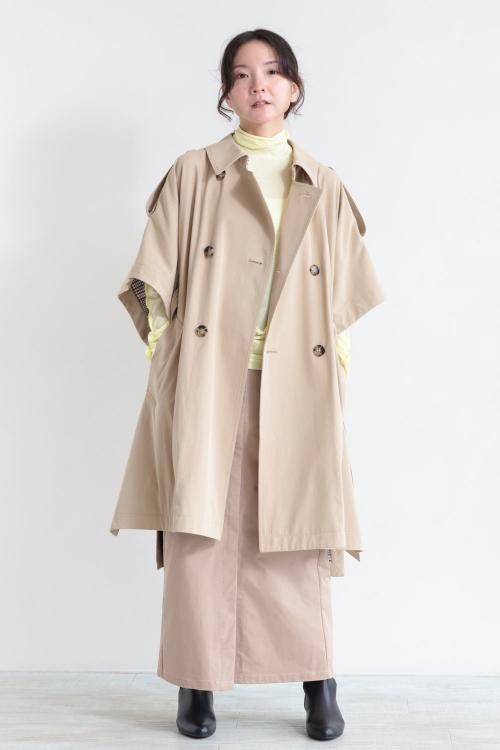 MACPHEE(マカフィ) コットンナイロンシャンブレー ケープコート