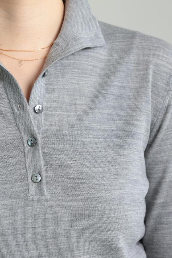 Theory(セオリー) Regal Wool Henley Sweater GreyMelange - YAMAROKU