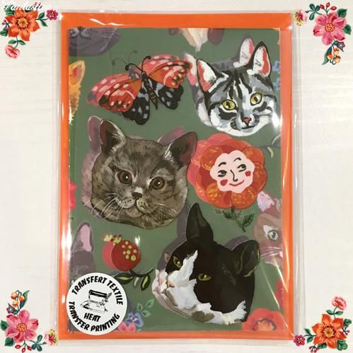 ナタリー・レテ】転写シート＆グリーティングカード キャッツ 猫たちの