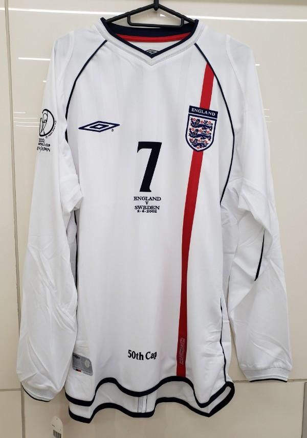 イングランド代表（H）2002 W杯 長袖 ベッカム＃7 MTD刺繍、50th