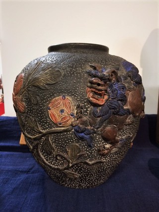 20世紀ハイツ:初代小橋川仁王作 琉球古典焼 タックァーサー壺