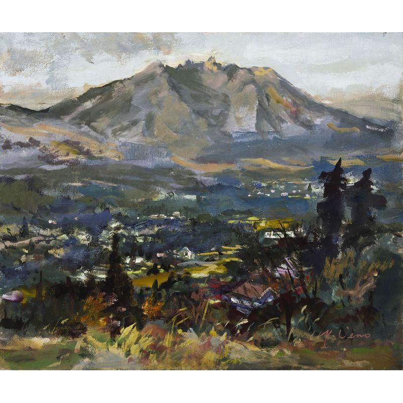 上野 豊 「阿蘇根子岳（南郷谷から）」 油彩8号 - 一枚の繪オンライン