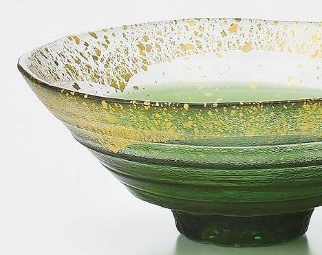 上野良樹 造 金彩 箔散 平茶碗 硝子製 ガラス製 【公式通販】