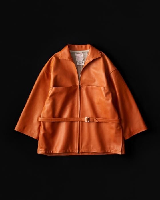 NICENESS Zip Up Leather Smock (Orange)