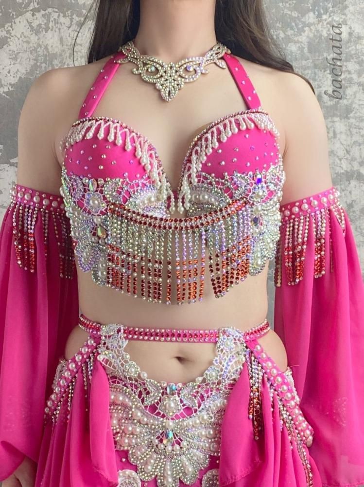 ベリーダンス衣装 ビビッドピンク CT0416 (M-L) - bachata ベリー