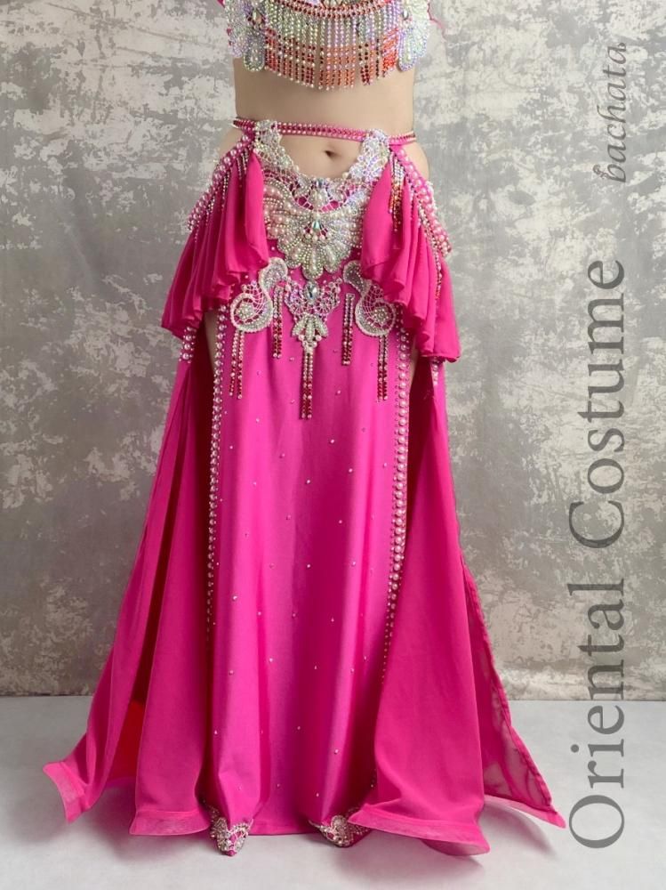 ベリーダンス衣装 ビビッドピンク CT0416 (M-L) - bachata ベリー