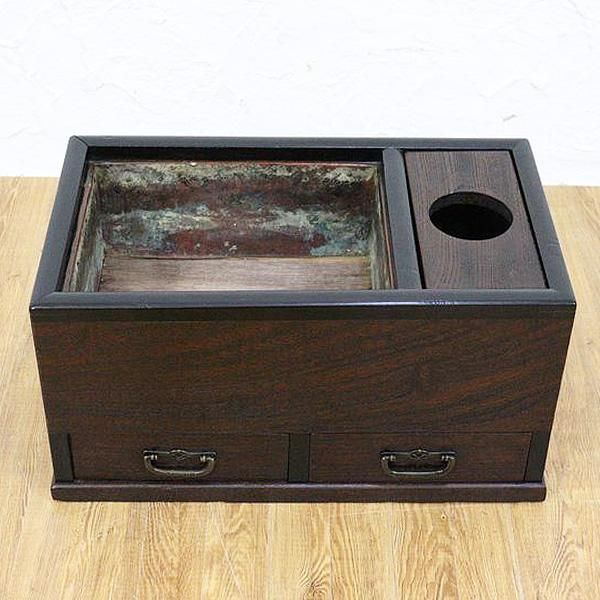 煙草盆 たばこ盆 古民具 日本製 アンティーク 大正時代 - ブルー