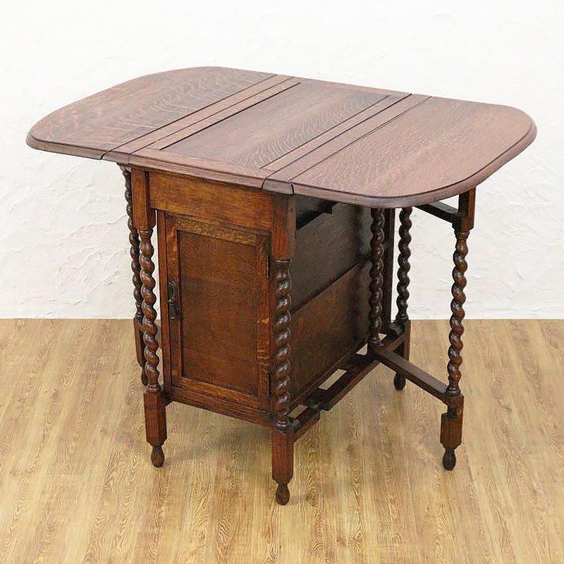 英国アンティーク木製ゲートレッグテーブル/ダイニング机バタフライ(89