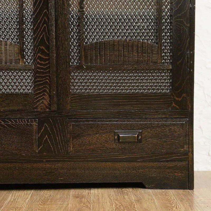 大正昭和期 ダイヤガラス本箱 木目が美しい人気書棚