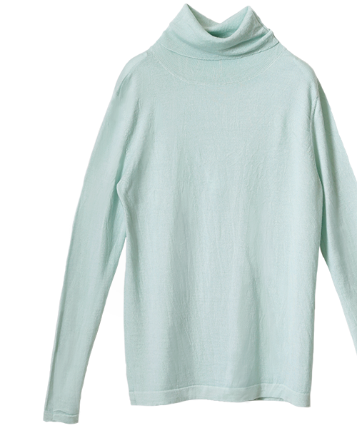 カシミヤシルク タートルネック | シルバーブルー - 楊柳生地 専門店