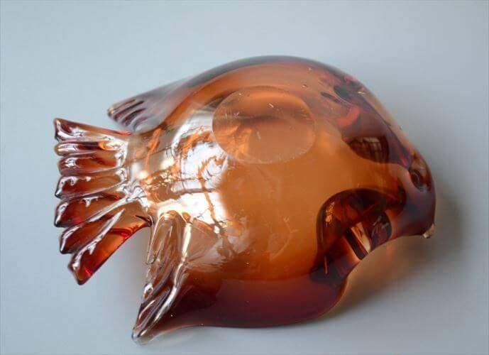 ドイツ アンバー ガラス小鳥の小物入れ ヴィンテージ