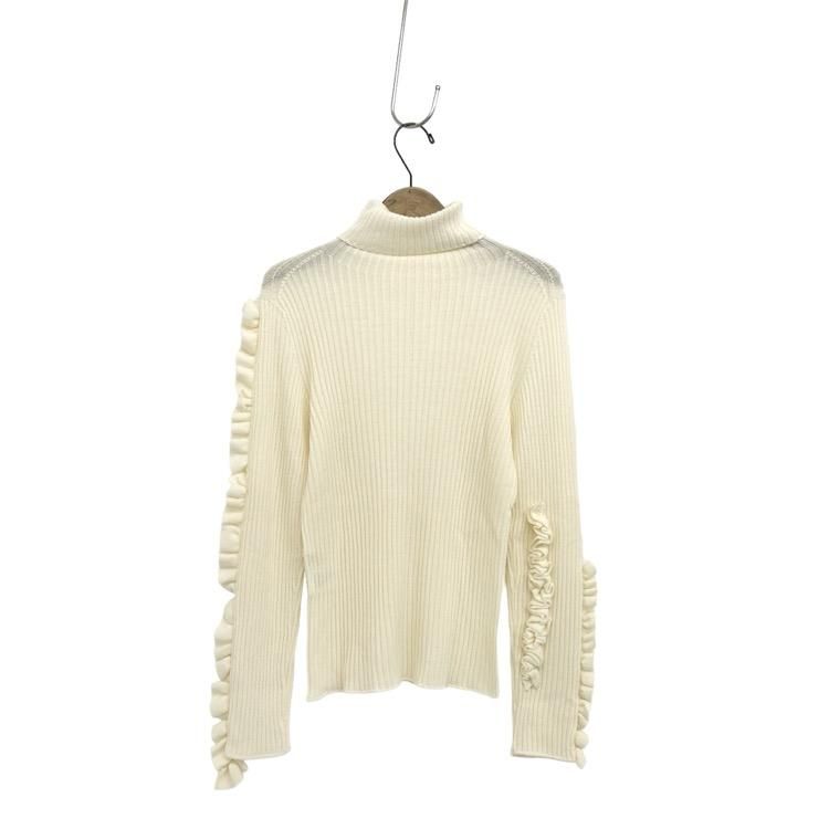 cygne lily 袖フリルタートルニットホワイト