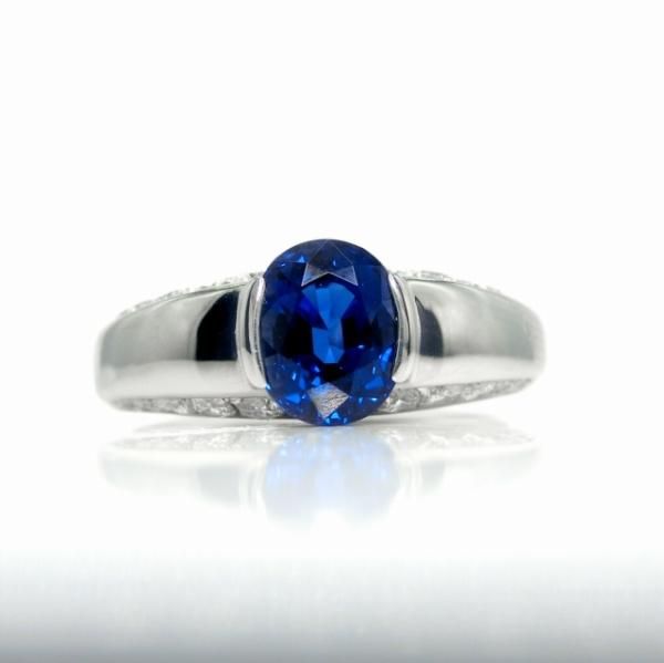 非加熱ブルーサファイア ダイヤモンドリング SA 1.53ct D 0.36ct Pt900