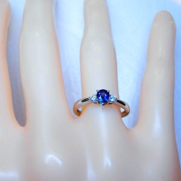 非加熱コーンフラワブルーカラーサファイア ダイヤモンドリング SA