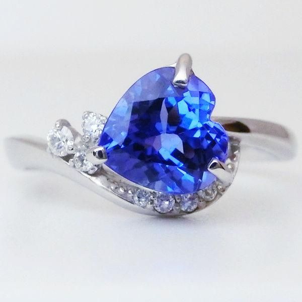 ハートシェイプタンザナイト ダイヤモンドリング TA 1.45ct D 0.09ct