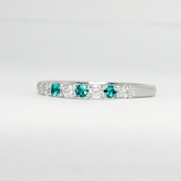 ブラジル産パライバトルマリン ダイヤモンドハーフエタニティリング PA