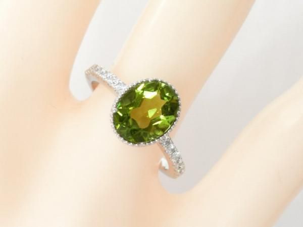 ペリドット ダイヤモンドリング PE 1.89ct D 0.20ct Pt950 日独宝石