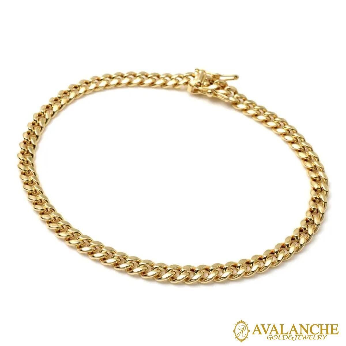 10K イエローゴールド マイアミブレスレット 幅5.5mm 18cm-20cm