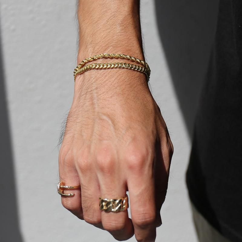 10K イエローゴールド マイアミブレスレット 幅5mm 17cm-19cm KKP5942