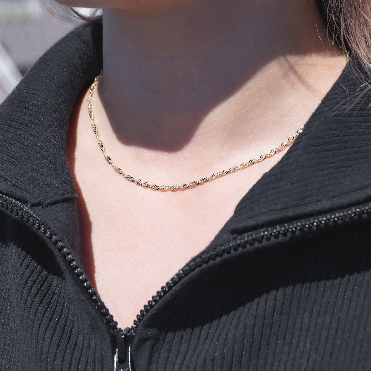 10K イエローゴールド スクリューネックレス 幅2.2mm 40cm-60cm