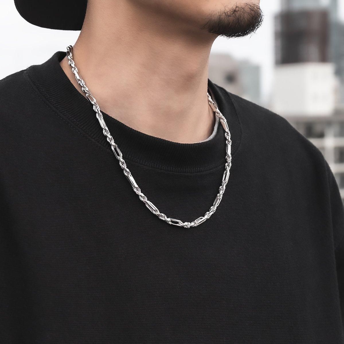 シルバー フィガロープネックレス 幅4.5mm 50cm-55cm 090FRD