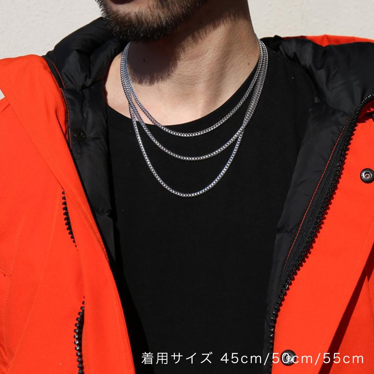 10K ホワイトゴールド マイアミネックレス 幅4mm 45cm-50cm KKP5945-W