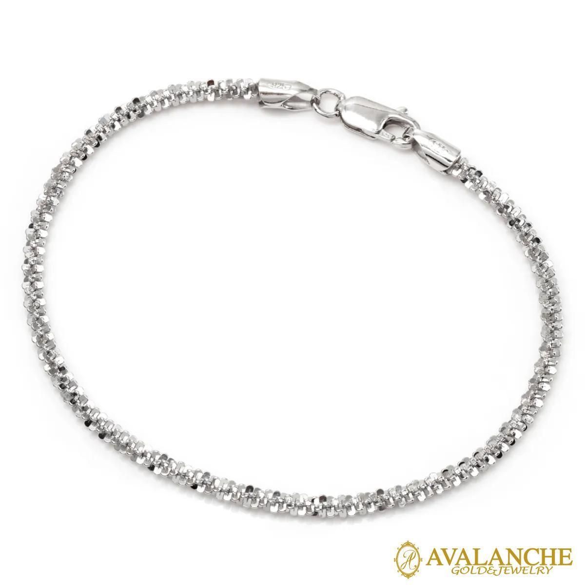 シルバー ツイストスパークルブレスレット 幅2.8mm 17cm-19cm HB-D