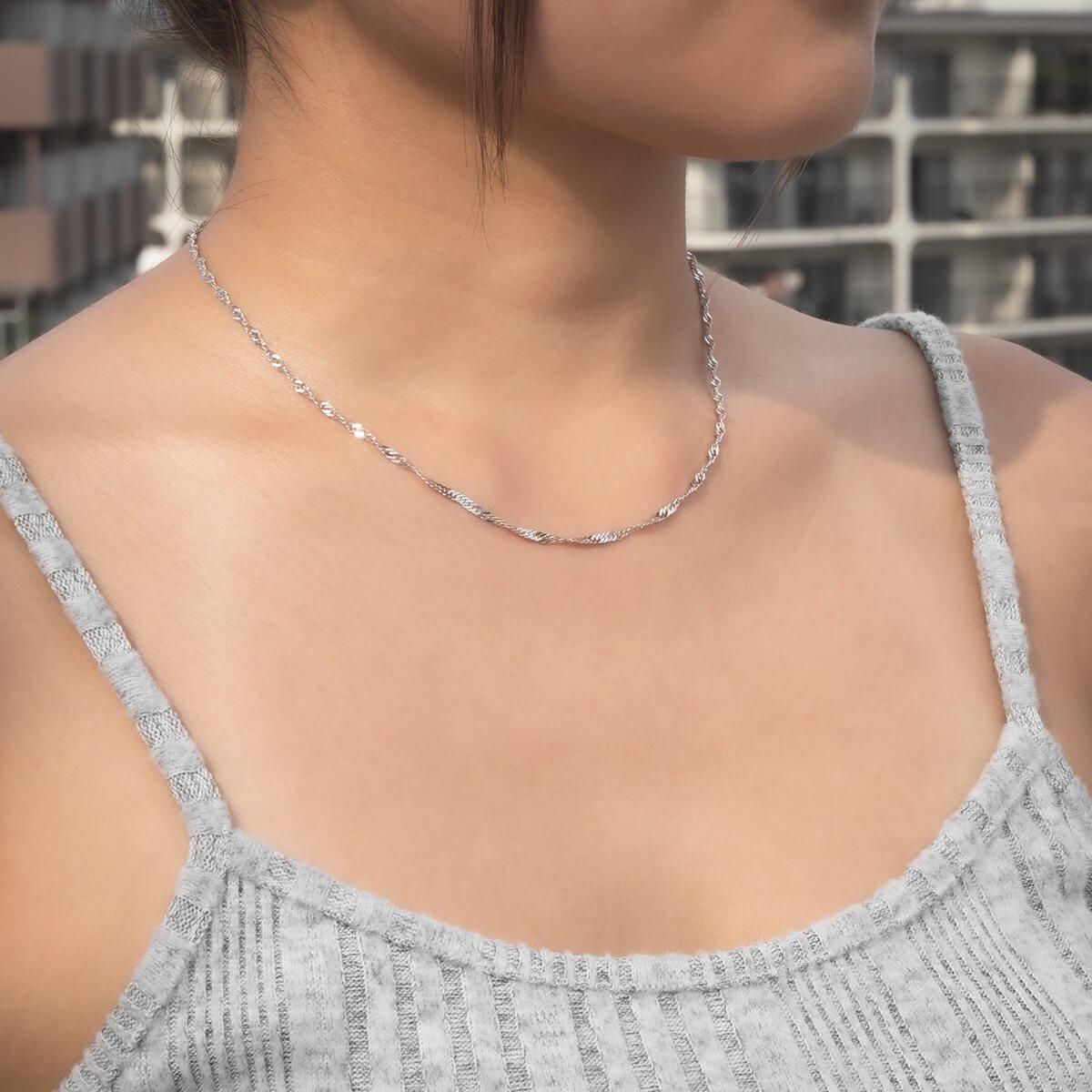 10K ホワイトゴールド スクリューネックレス 幅2mm 40cm-55cm KKP6069