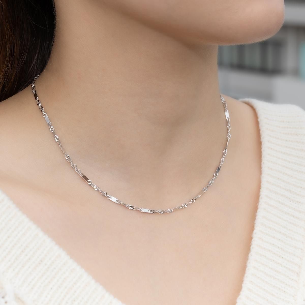 10K ホワイトゴールド スクリューネックレス 幅2mm 40cm-60cm KKP3944