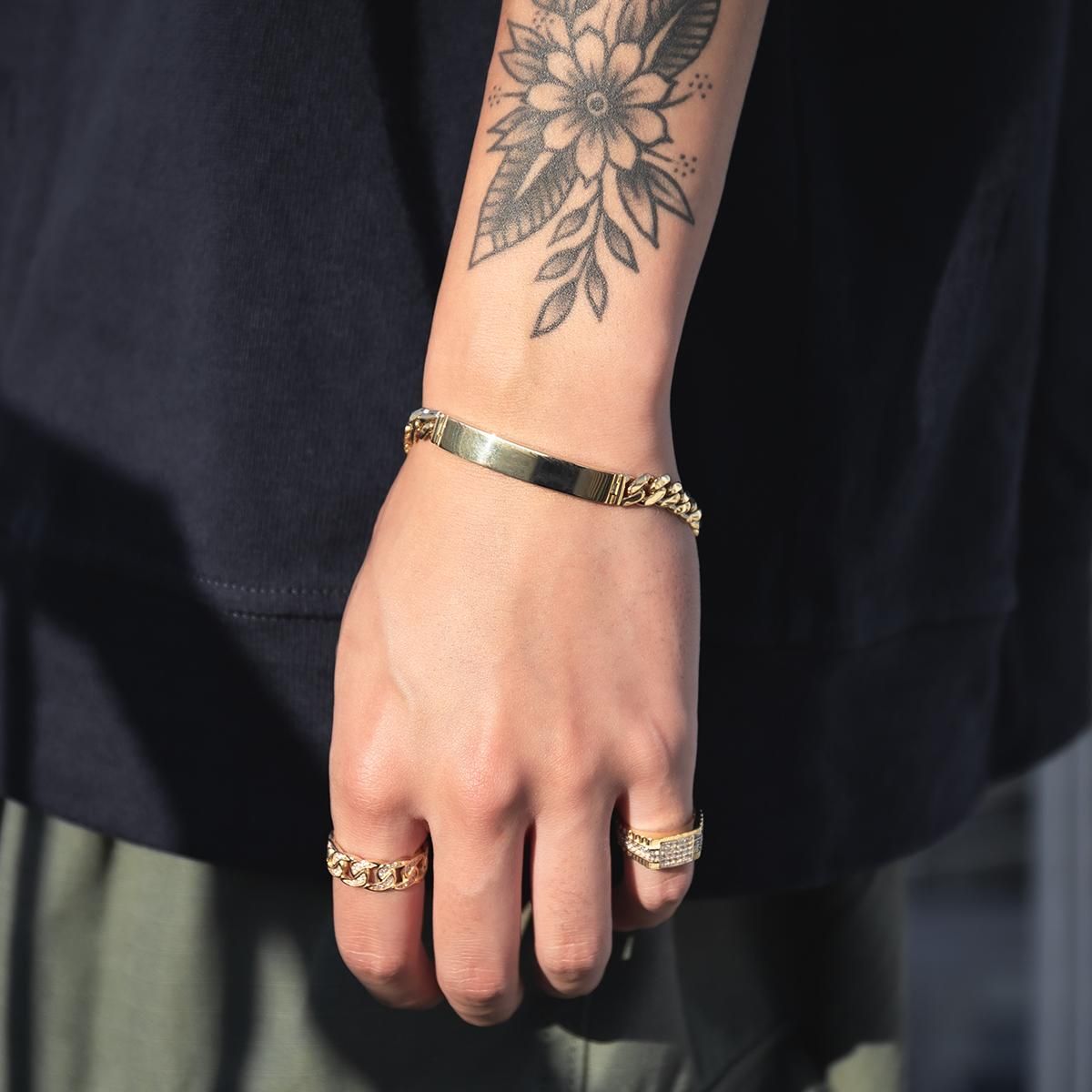 10K イエローゴールド ブレスレット 幅7mm 21cm ASKMP-2306-20