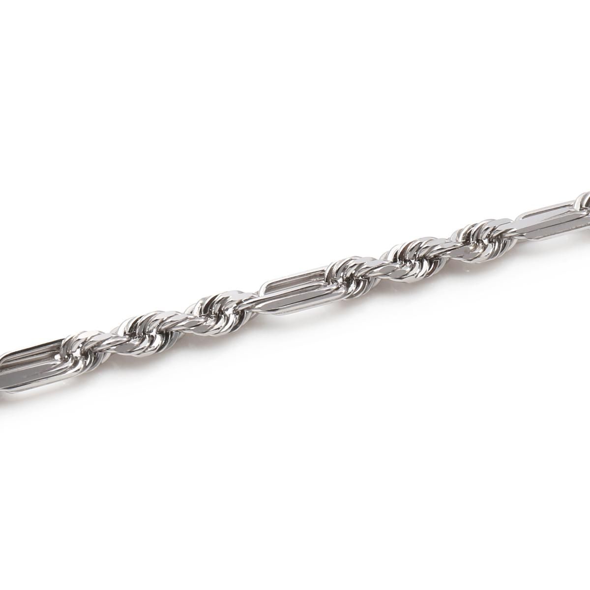 10K ホワイトゴールド フィガロープブレスレット 幅2.8mm 19cm HKP0088