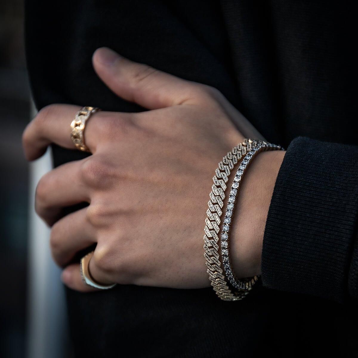 ダイヤモンド 14K イエローゴールド テニスブレスレット 幅3mm 17cm