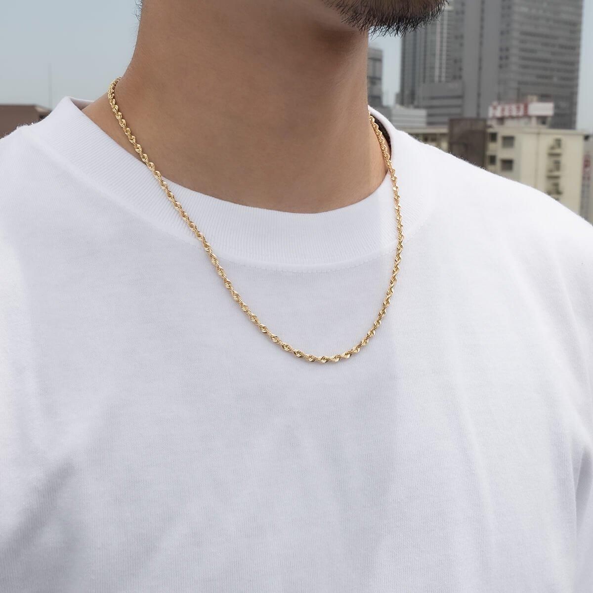 10K イエローゴールド ロープネックレス 幅2.8mm 45cm-60cm UKPG000023