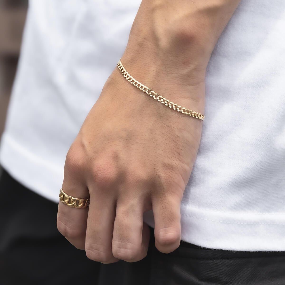 10K イエローゴールド キューバンブレスレット 幅3.5mm 19cm KKP5359