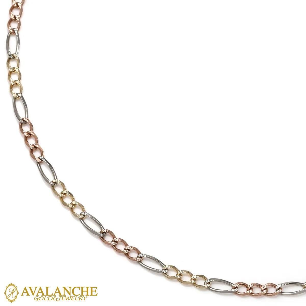 10K イエローゴールド フィガロネックレス 幅2.2mm 45cm-50cm OGMP