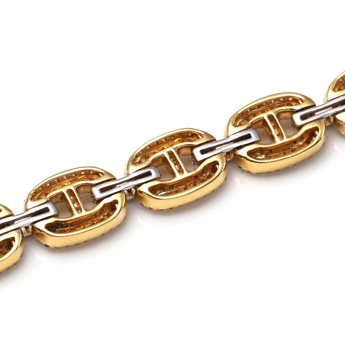 ダイヤモンド 10K イエローゴールド パフグッチブレスレット 幅8mm