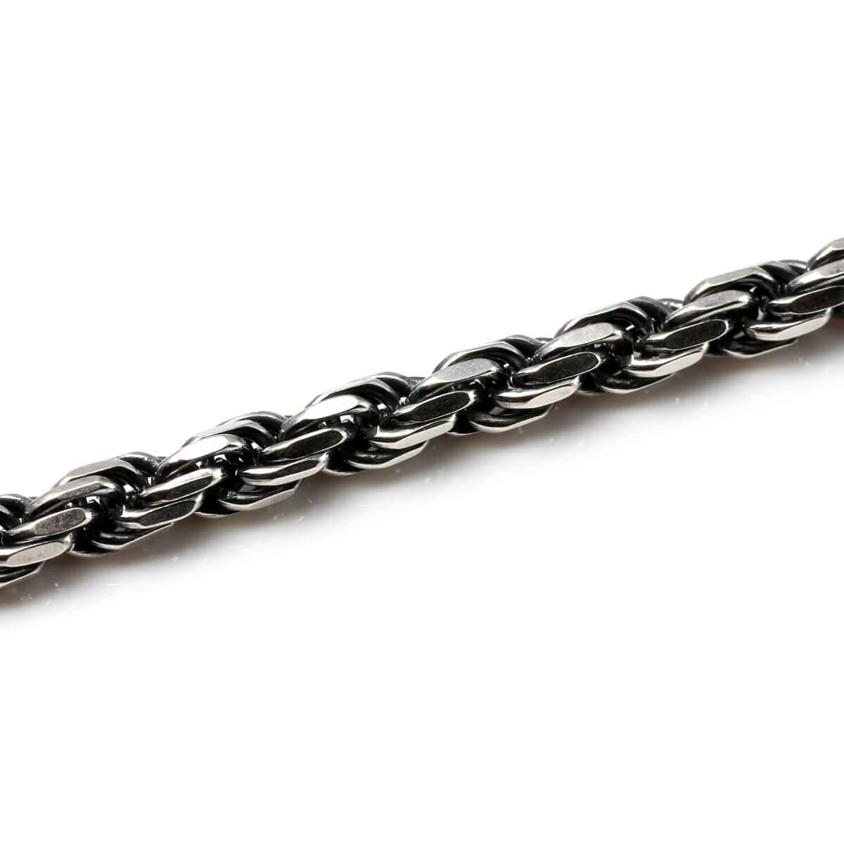 シルバー ロープネックレス 幅3.5mm 45cm-55cm いぶし加工 080HCMD-LOX