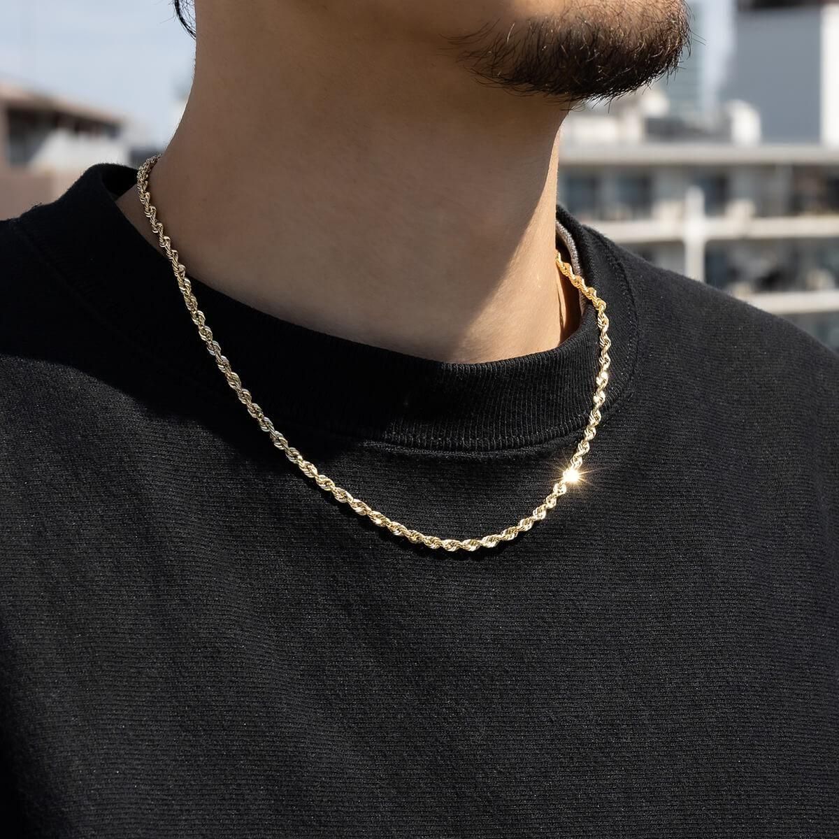 10K イエローゴールド ロープネックレス 幅3mm 45cm-60cm UKPH000001