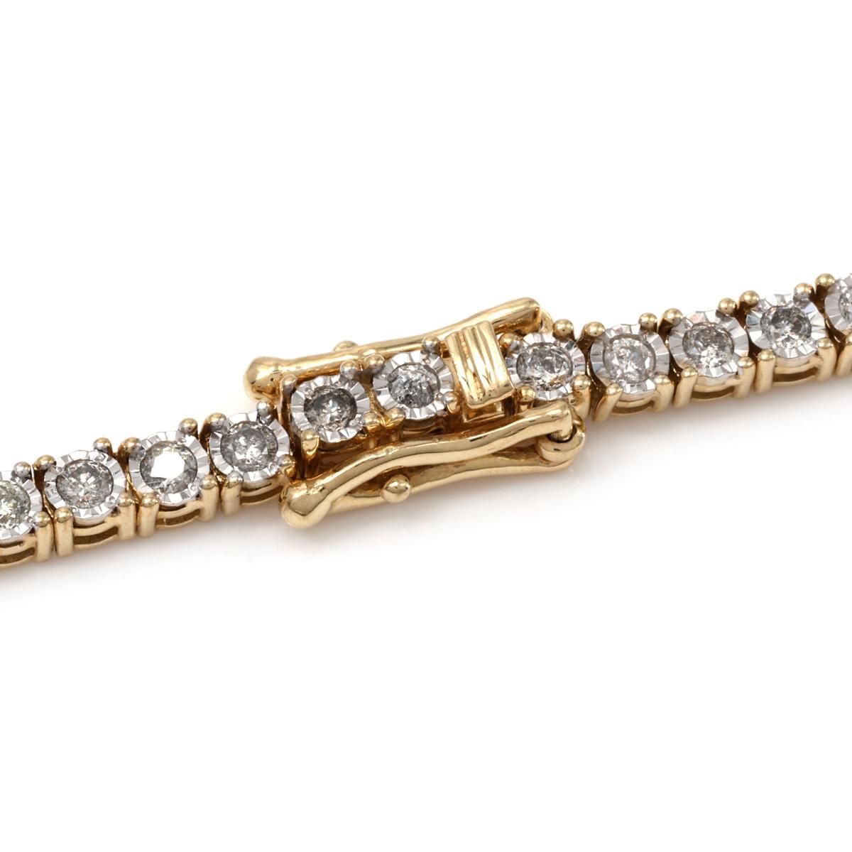 ダイヤモンド 10K イエローゴールド テニスネックレス 幅3.2mm 51cm