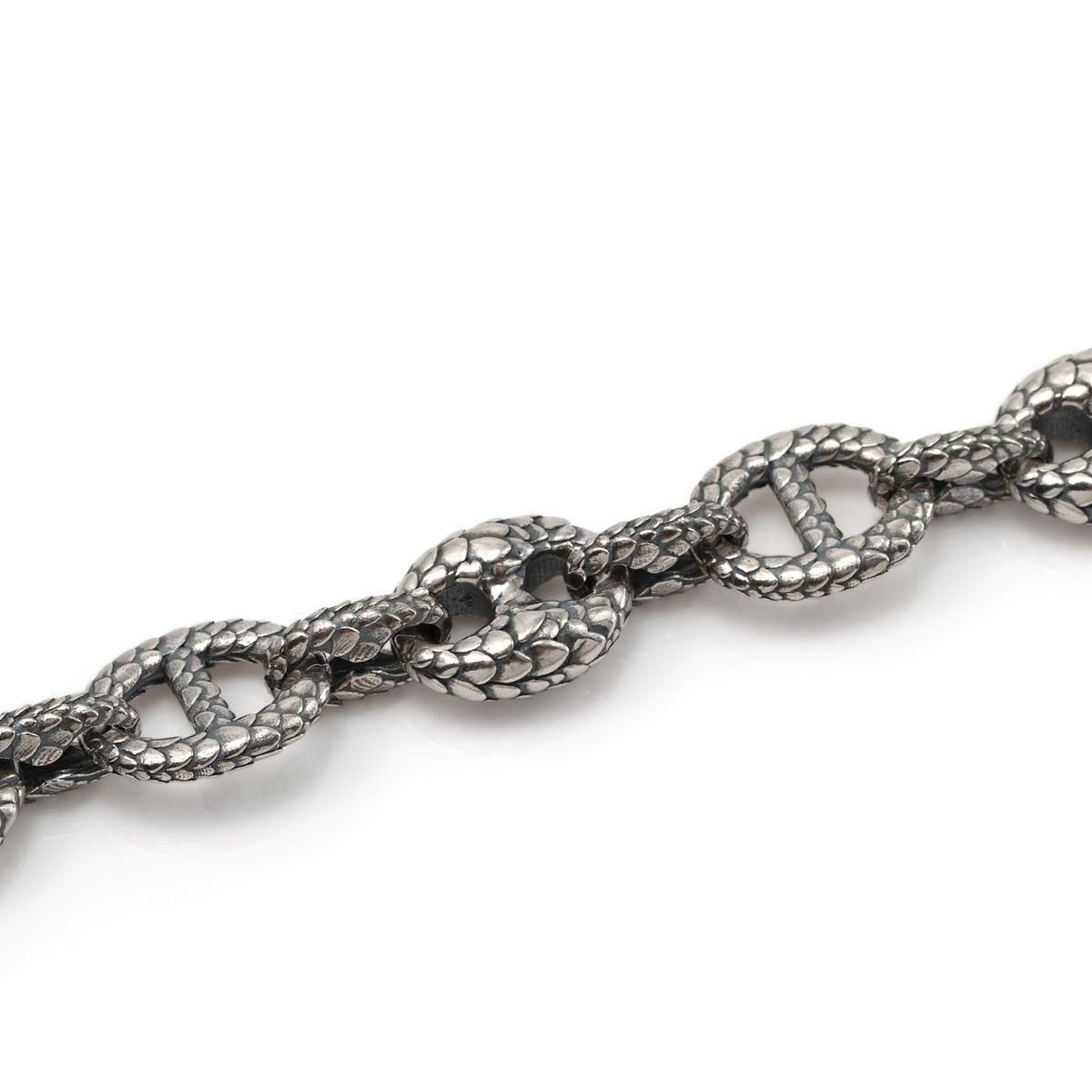 シルバー パフグッチブレスレット 幅14.2mm 19cm-22cm いぶし加工